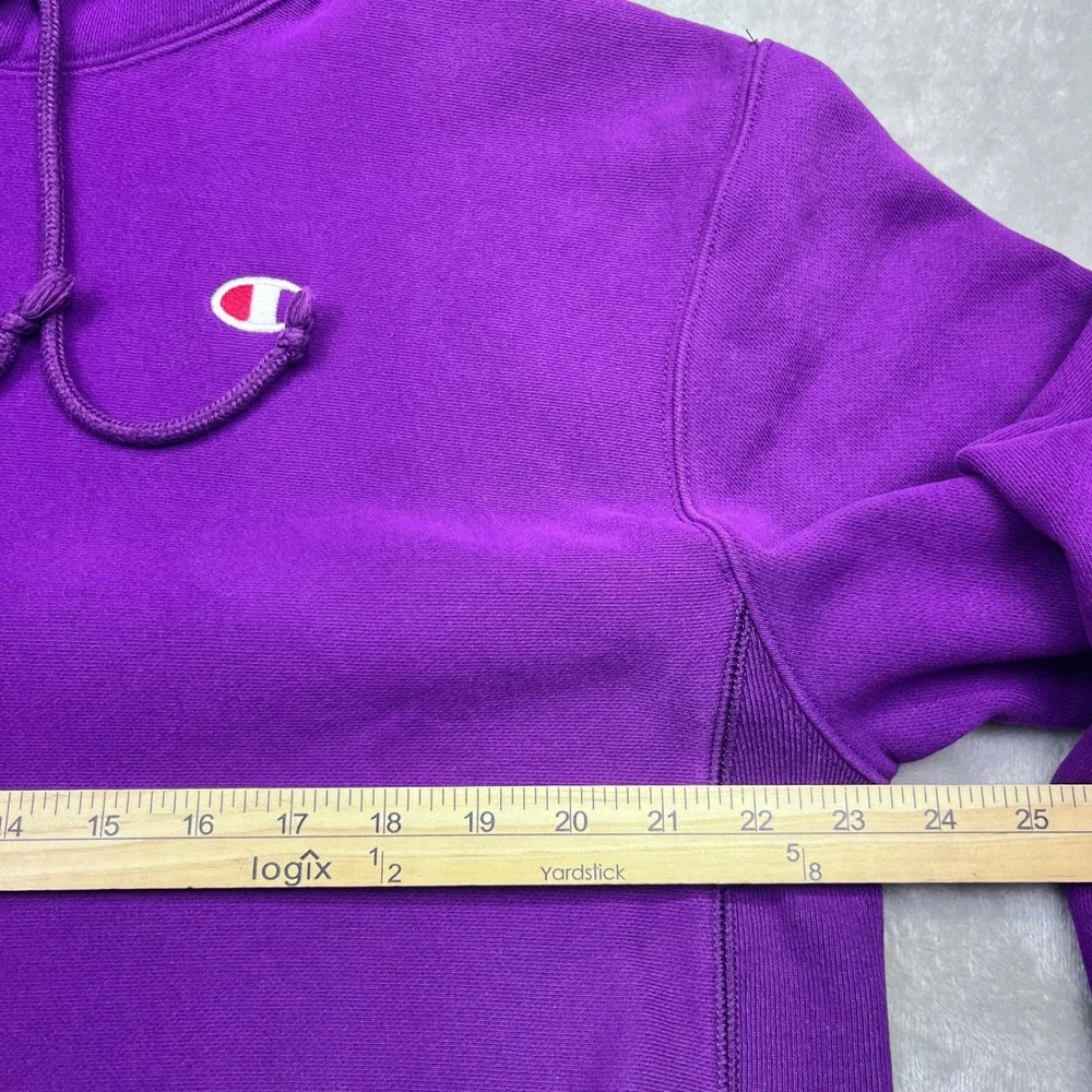 Champion Reverse Weave Cropped Hoodie‎ Sweatshirt Womens Purple Sz M Grunge Y2K